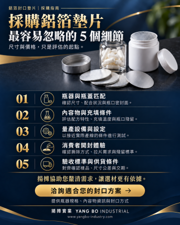 採購鋁箔封口墊片時，最容易忽略的 5 個細節